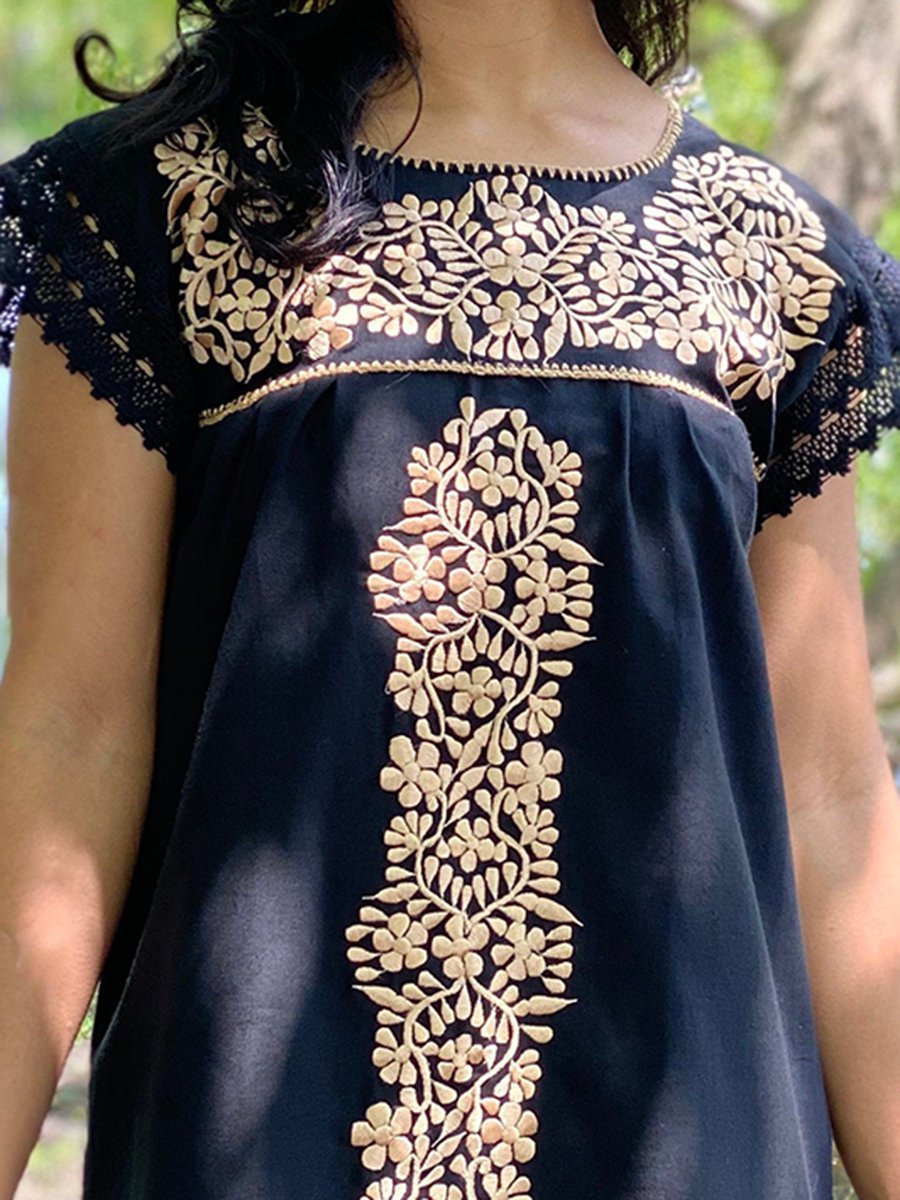 Vintage Paneled Short Sleeve Tribal Dresses