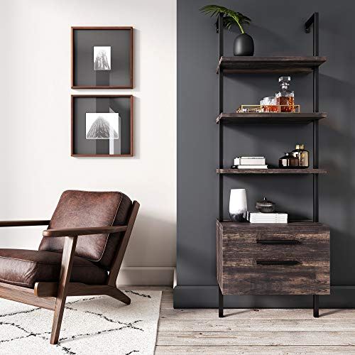 Stella Round Modern Nesting Coffee Set of 2 w/ Wood Drawers & Steel Frame/3-Shelf