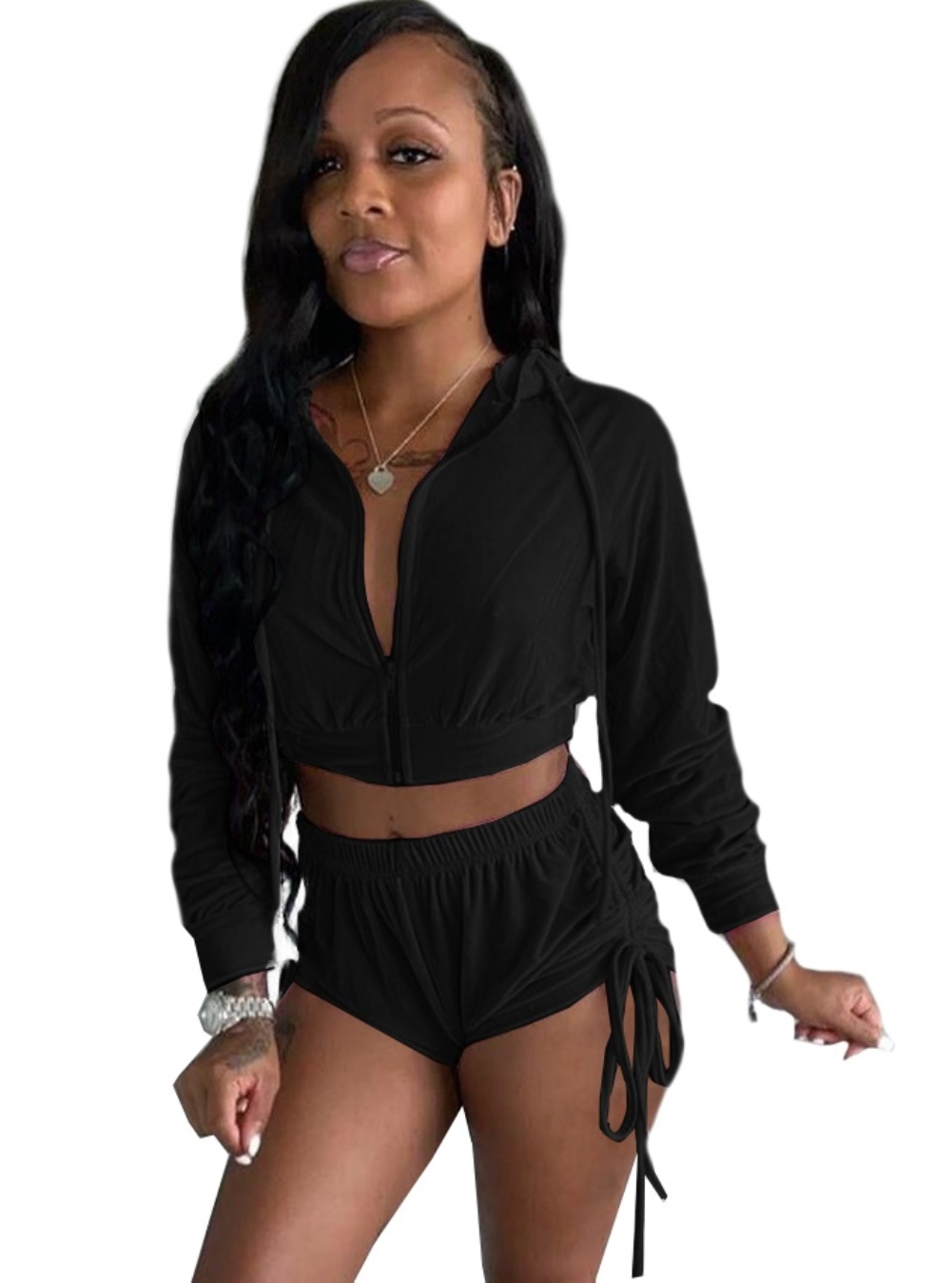 Fall Plain Shorts Hoody Tracksuit