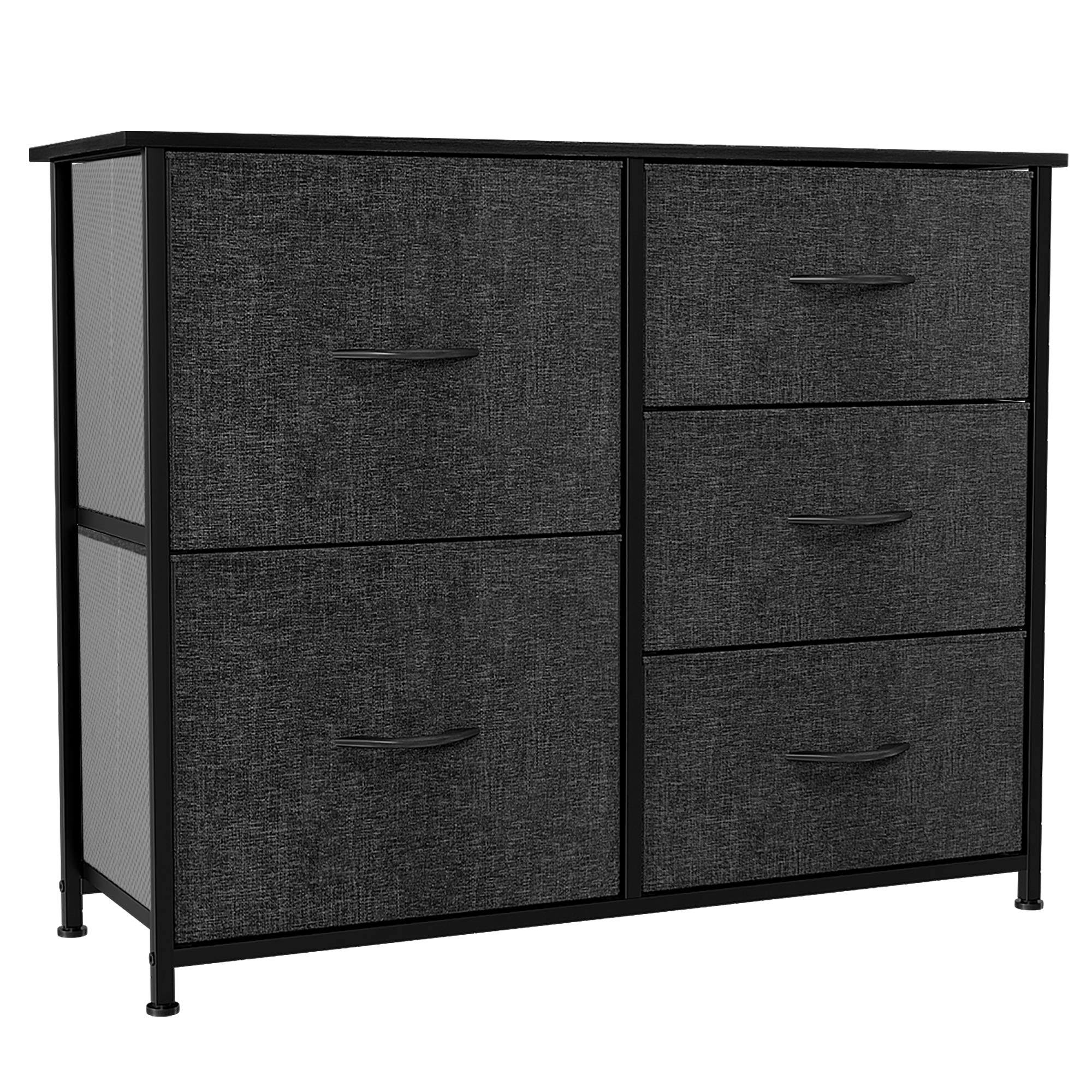 YITAHOME Storage Tower with 5 Drawers - Fabric Dresser, Organizer Unit for Bedroom, Living Room, Closets Nursery - Sturdy