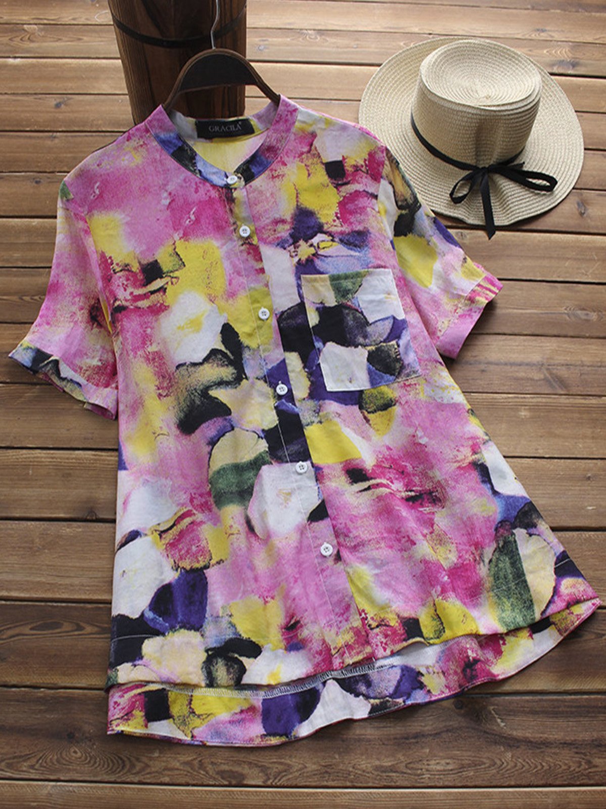 Women Casual Printed Tops Tunic Blouse Shirt