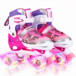 Otw-Cool Adjustable Roller Skates for Girls and Women, Medium-(13-3 US) / Pink & Black