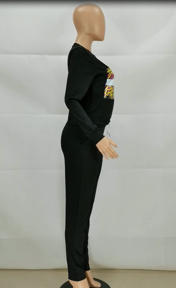 Autumn Casual Print Round Neck Sweatsuit