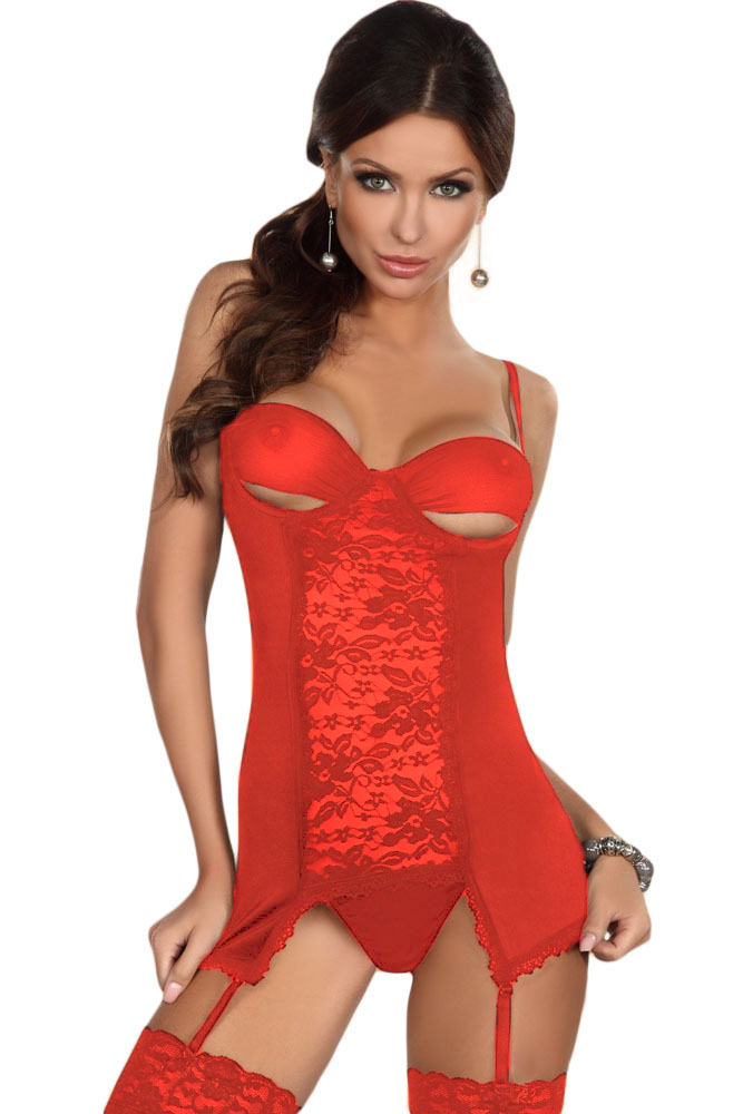 Red Erotic Chemise Lingerie Set