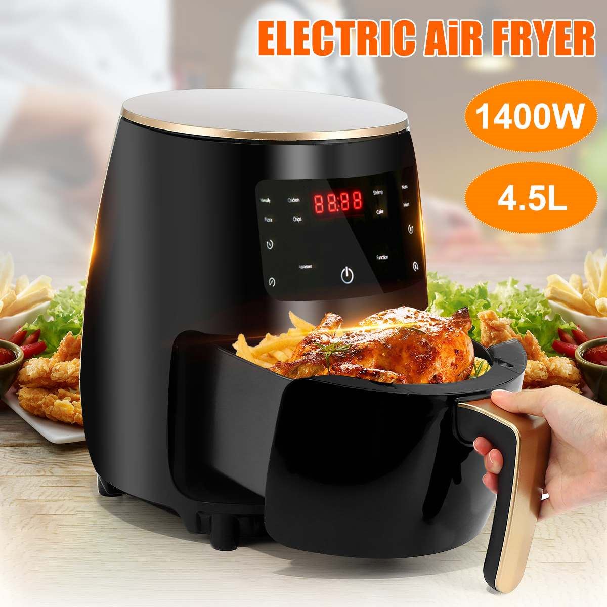 Air Fryer Chicken Oil Free Air Fryer Health Fryer Pizza Cooker Smart Touch LCD Electric Deep Airfryer