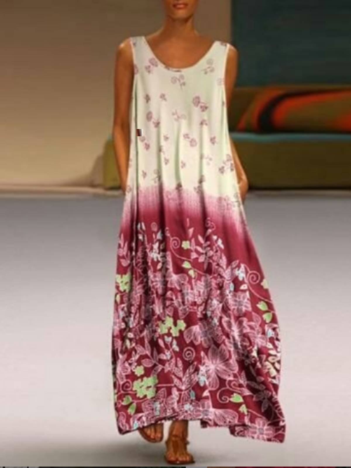 Round Neck Sleeveless Patchwork Dresses