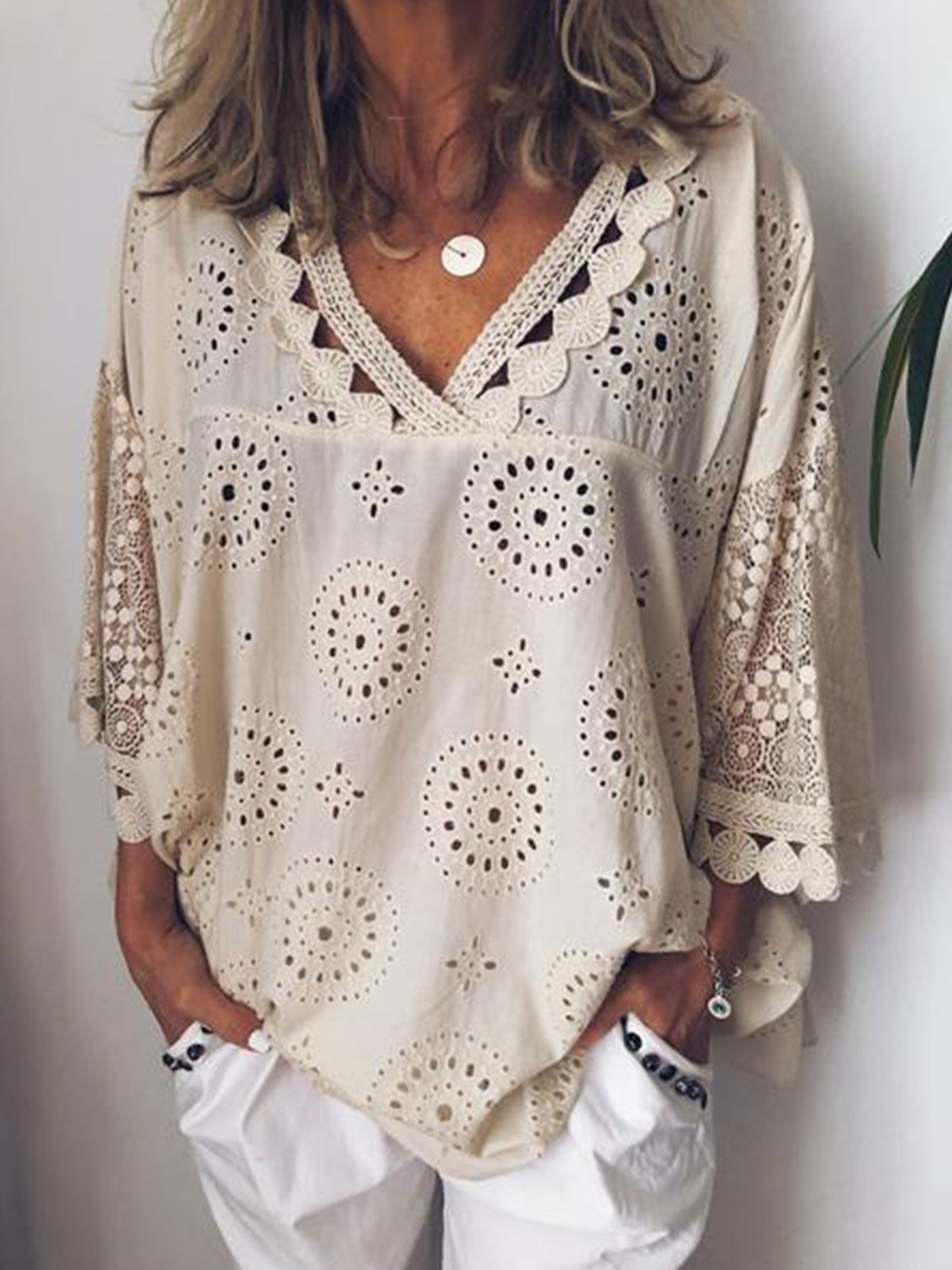 Women Cutout Blouse T Shirt Tunic Tops