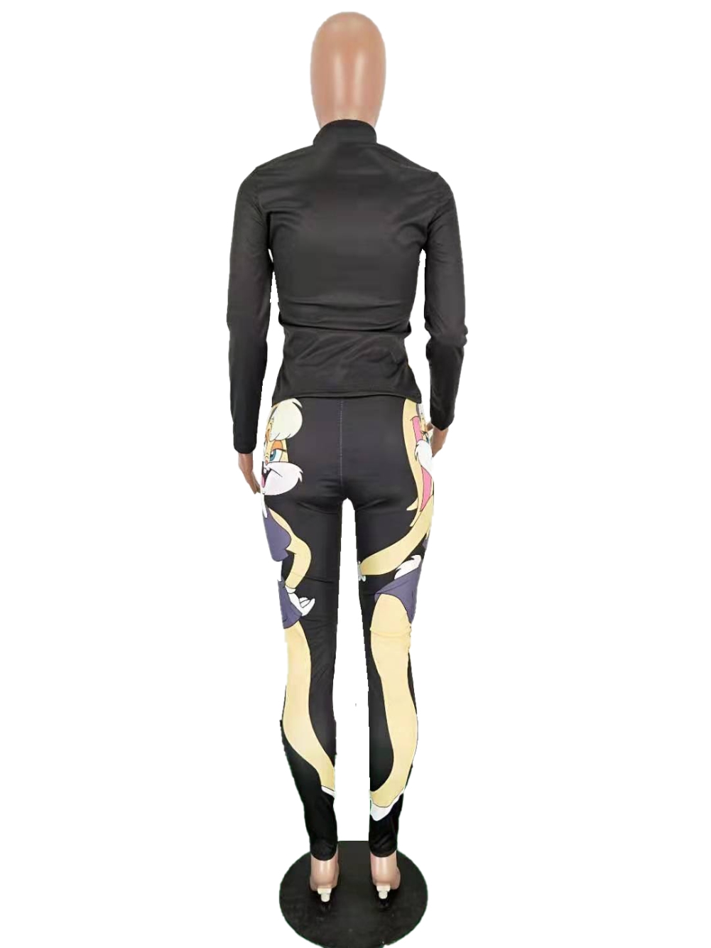 Autumn Cartoon Print Two Piece Tight Pants Set