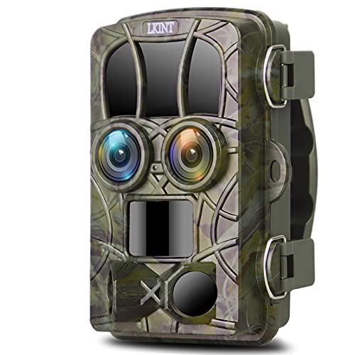 Trail Camera 20MP 4K Night Vision Dual-Lens Game Hunting Camera, 120° Wide Angle
