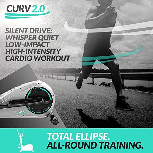 Bluefin Fitness CURV 2.0 Elliptical Cross Trainer | Home Gym | Exercise Step Machine | Air Walker- Black & Silver