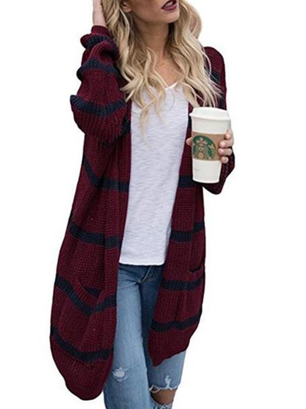 Medium Long Striped Loose Cardigan