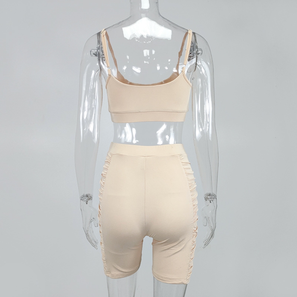 Sports Fitness Ruched Bra and Shorts Set