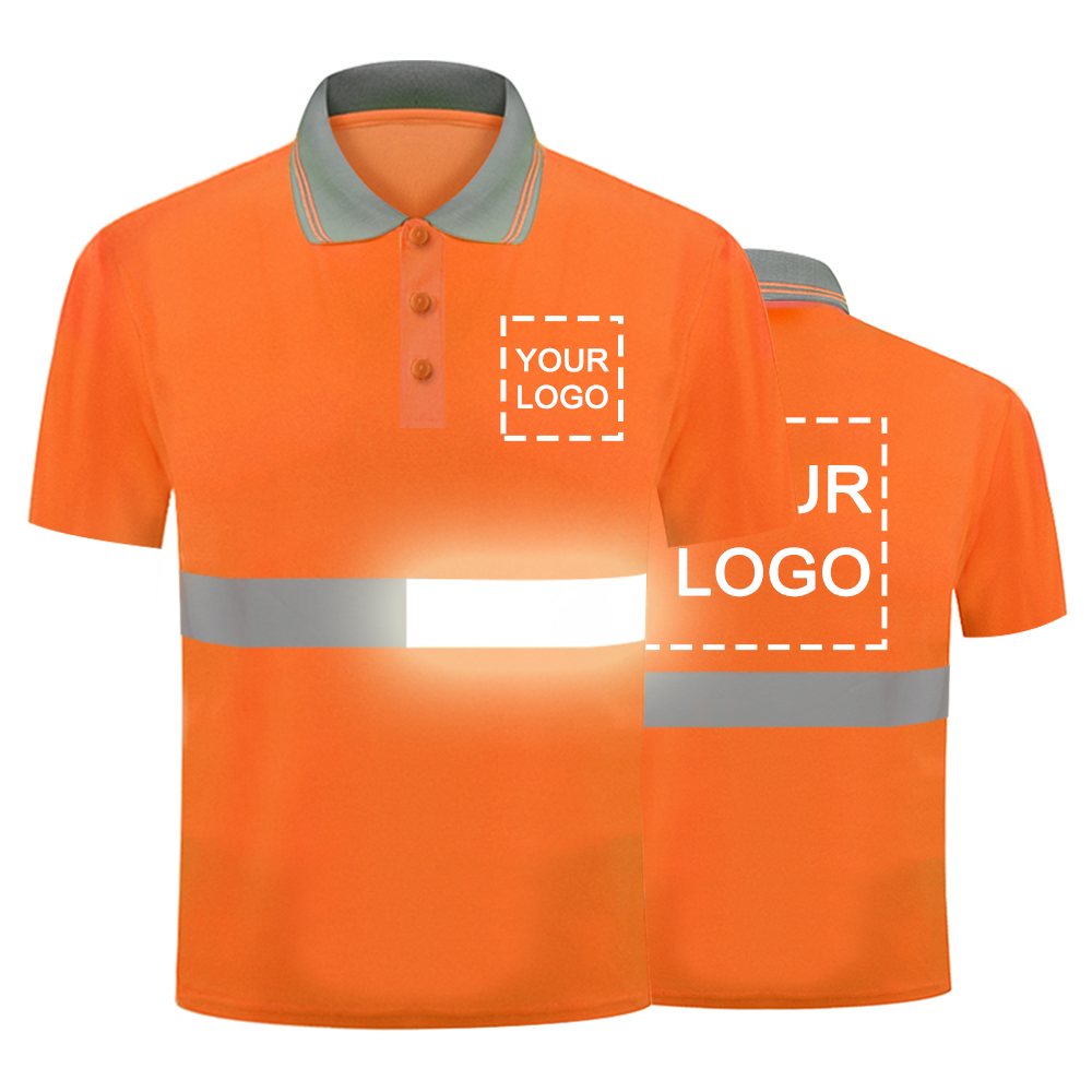 High Visibility Safety Polo Shirt with Reflective Strips Custom Your Logo Hi Vis Short Sleeve Shirt