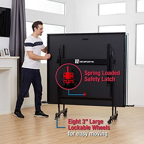 2-Piece 18mm Table Tennis Table, Green & White