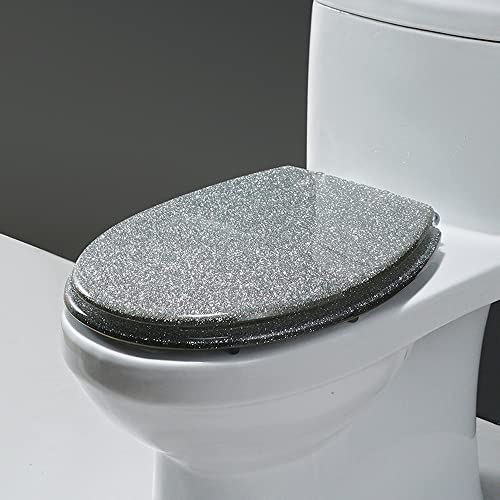 Chrome Hinges ,Easy Install and to Clean Toilet Seats(Silver)
