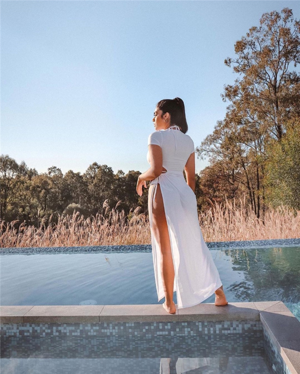 Sexy White Cut Out Slit Long Cover Ups