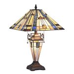 Tiffany Desk Lamp with 3-Light Mission for Living Room Bedroom/16 Inch Wide