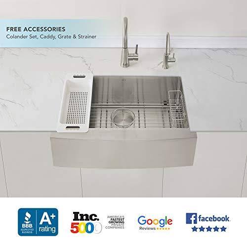 Zuhne Stainless Steel Farmhouse Kitchen Sink (30-inch Apron Front, 16-Gauge Single Bowl)