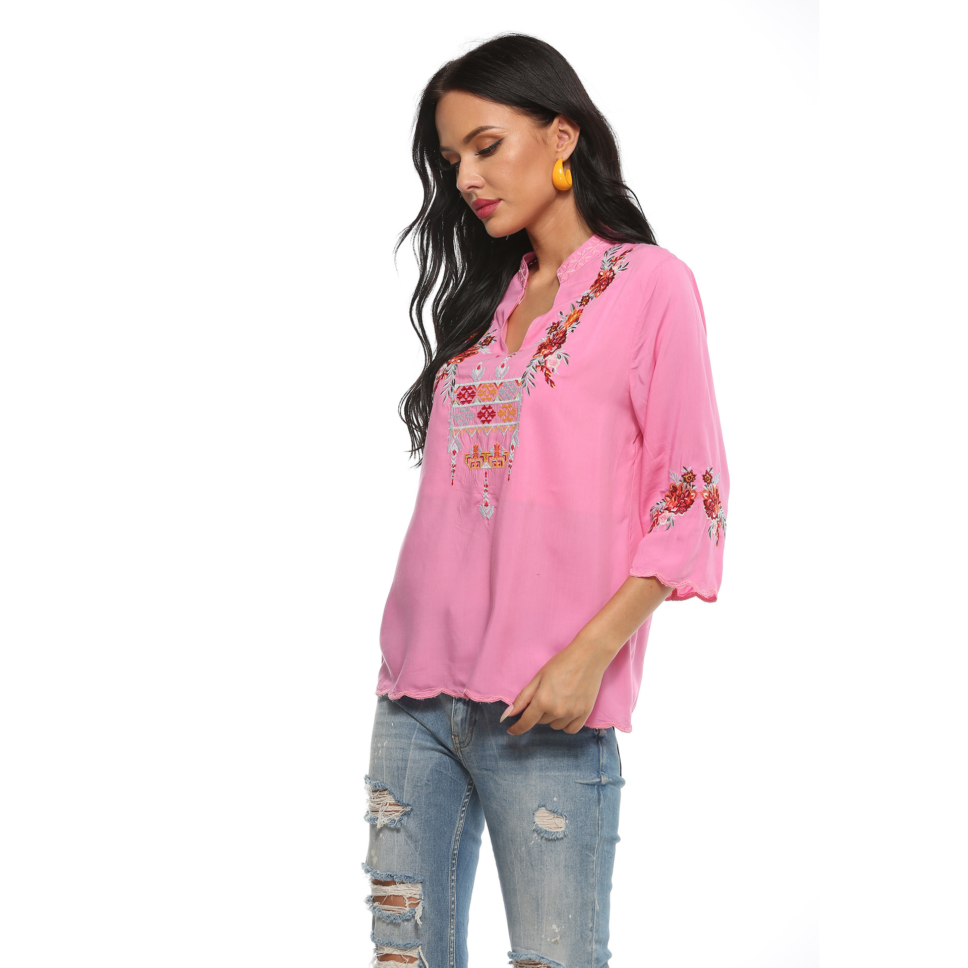 Women's Long Sleeve Embroidery Top Western Wear