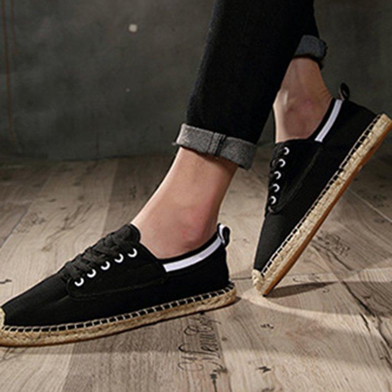 Canvas Lace-up Flat Shoes