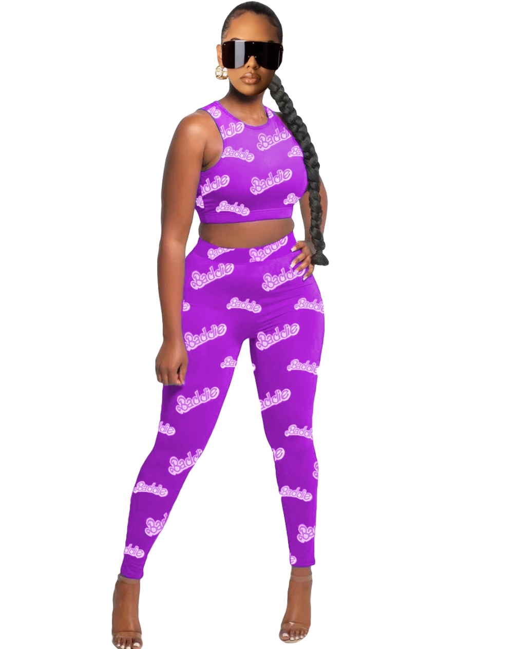 Summer Two Piece Bodycon Crop Top and Legging Set