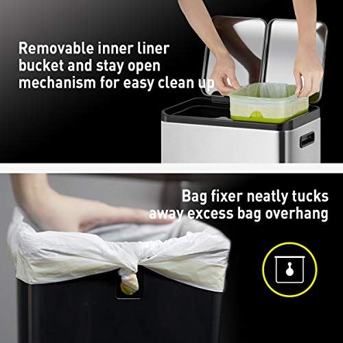 30L Dual Compartment Kitchen Recycle Trash Can