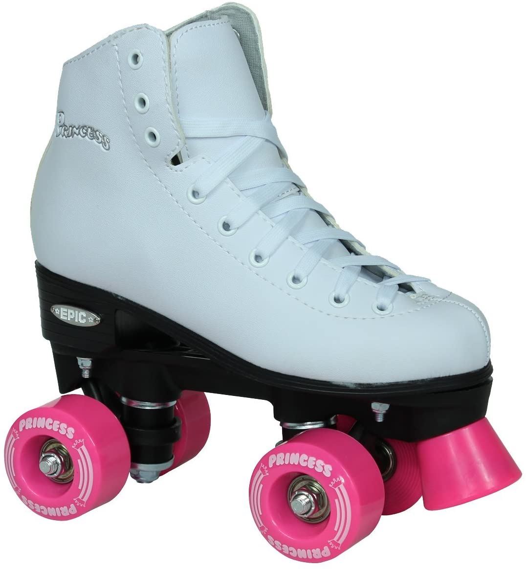 Epic Skates Pink Princess Girls Quad Roller Skates, White, JUVENILE 12