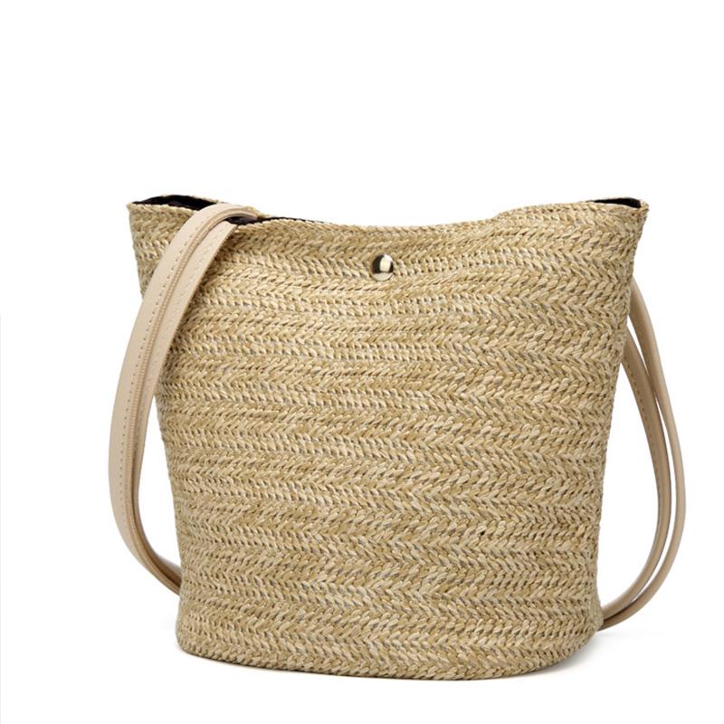 Bag - Ladies One-shoulder Bucket Straw Bag