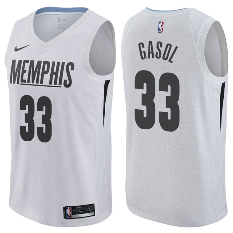 Men's 2017-18 Marc Gasol Grizzlies #33 White Jersey
