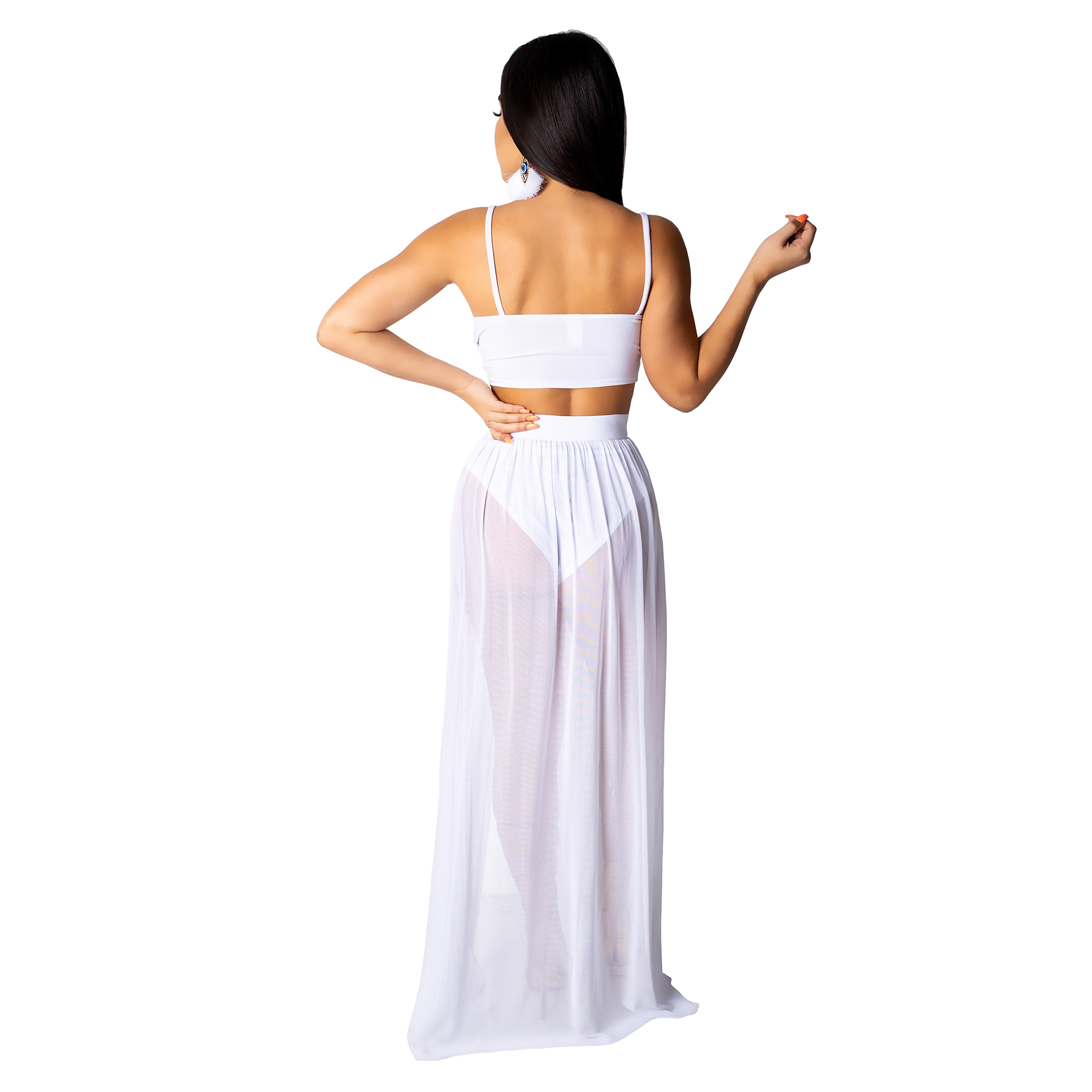 Sexy Straps Crop Top and Slit Maxi Skirt