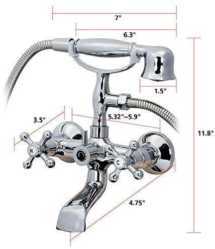 CO-Z Bathtub Clawfoot Combo Faucet, 2 Handle Wall-Mounted