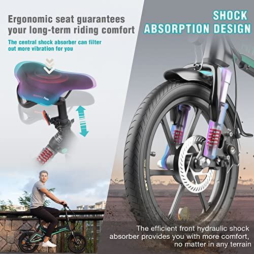 HITWAY Electric Bike,16 inch Folding Electric Bicycle, Double Shock