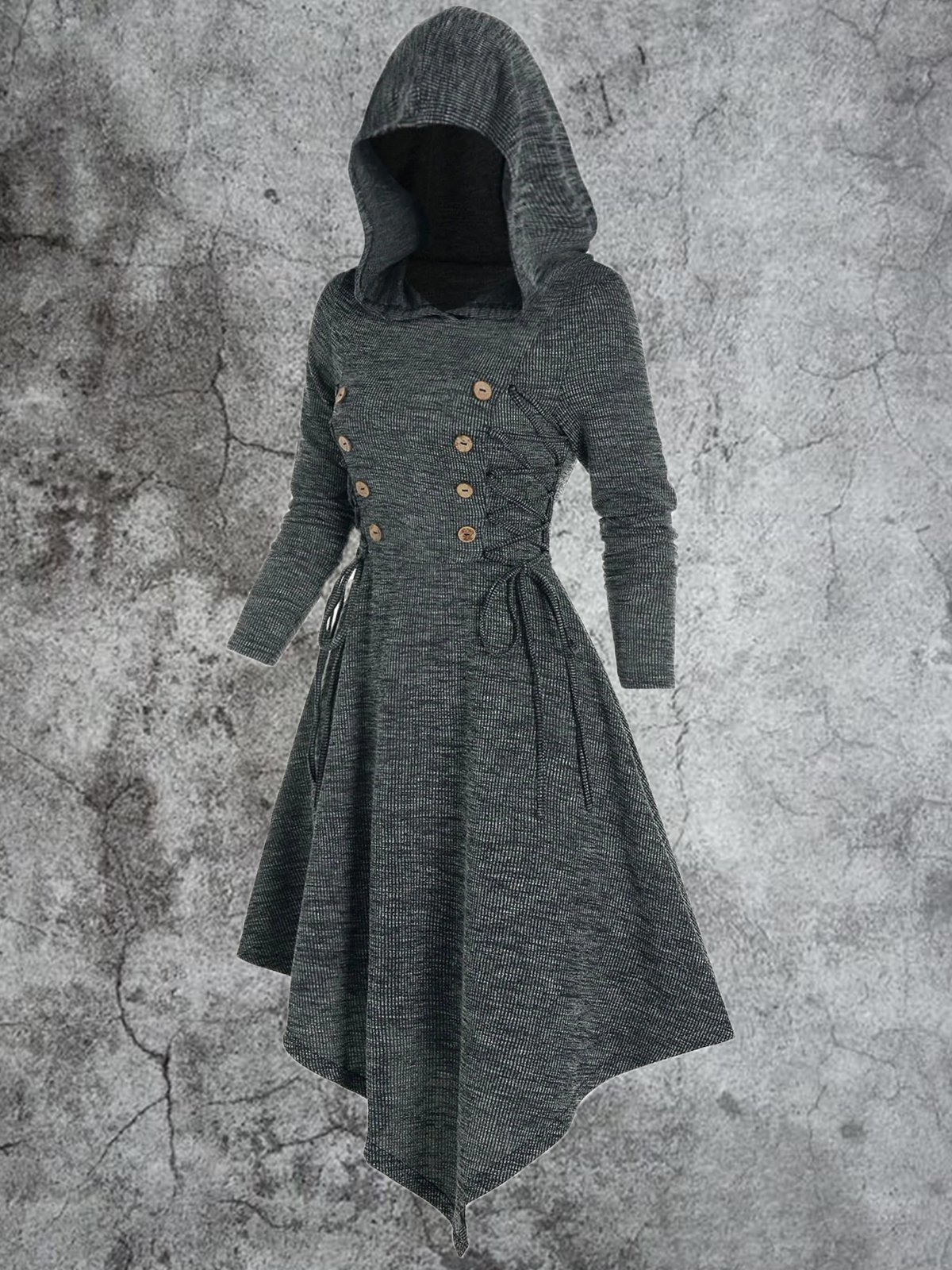 Gray Cotton-Blend Long Sleeve Shirts & Tops