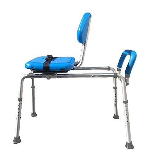Sliding Bath Transfer Bench with Swivel Seat-Padded (Blue)