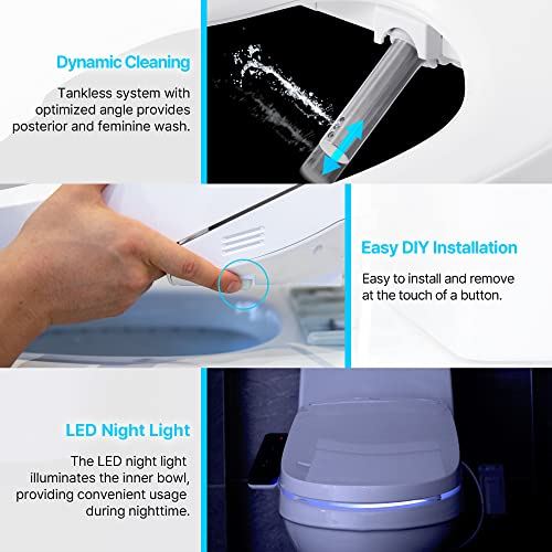 Warm Air Dryer, Smart Touch Panel, Heated Bidet Toilet Seat Elongated