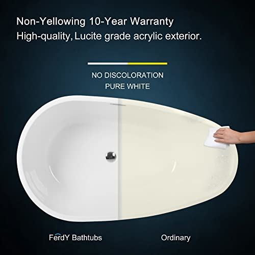 shaped Freestanding Soaking Bathtub, Glossy White, cUPC Certified