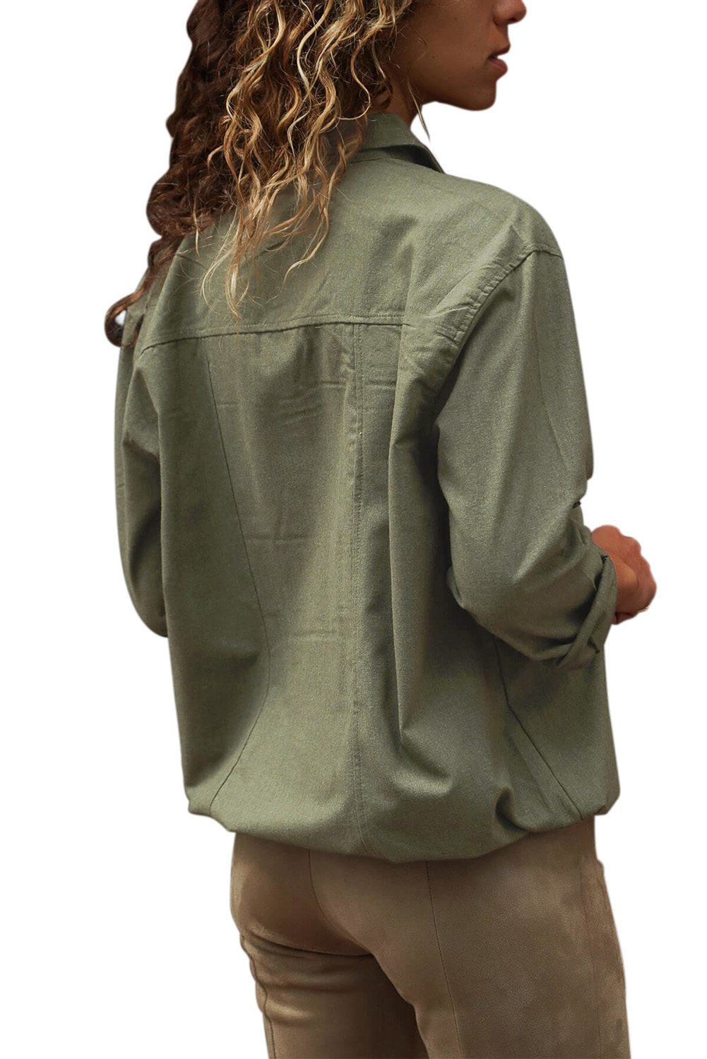 Green Buttoned Shirt with Pockets