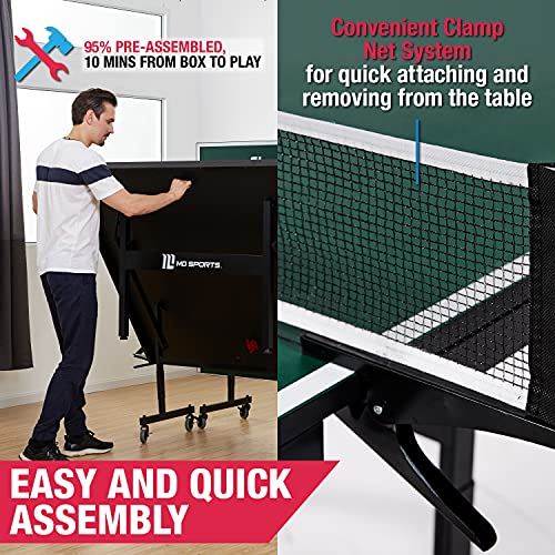 2-Piece 18mm Table Tennis Table, Green & White