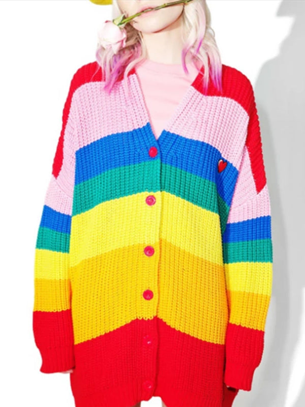 Fashion New Rainbow Knit Top