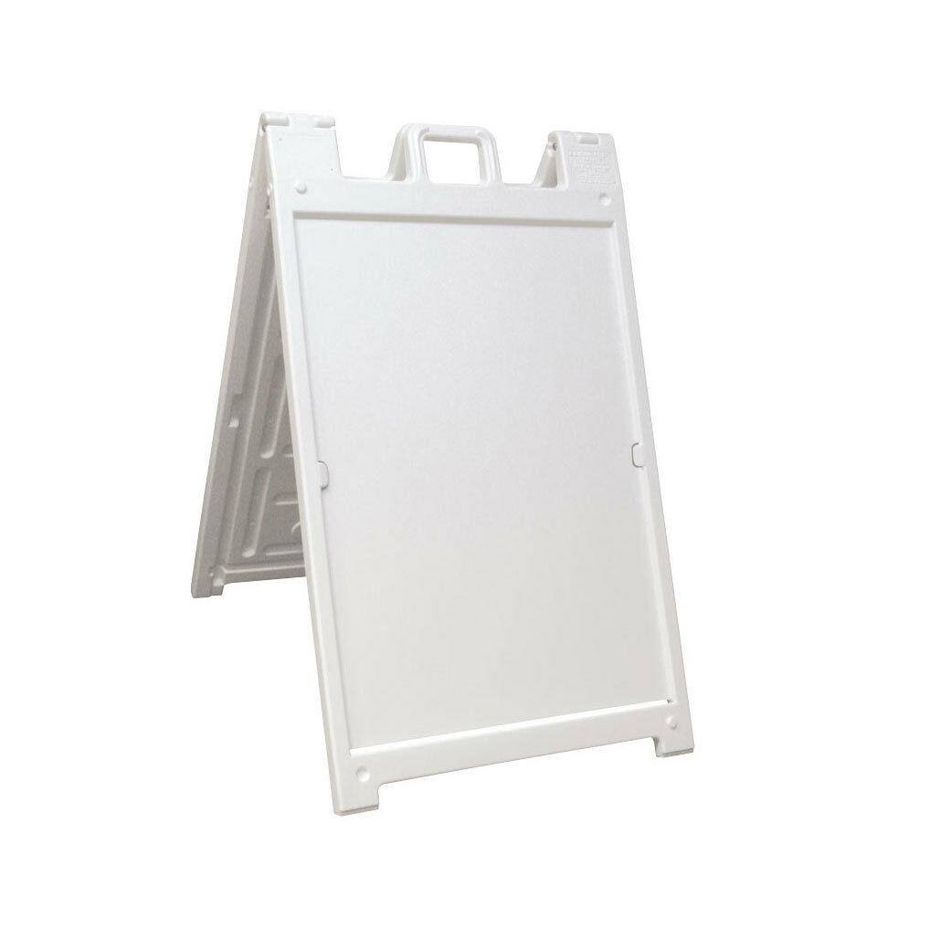 Plasticade Deluxe Signicade Portable Folding Double Sided Sign Stand White