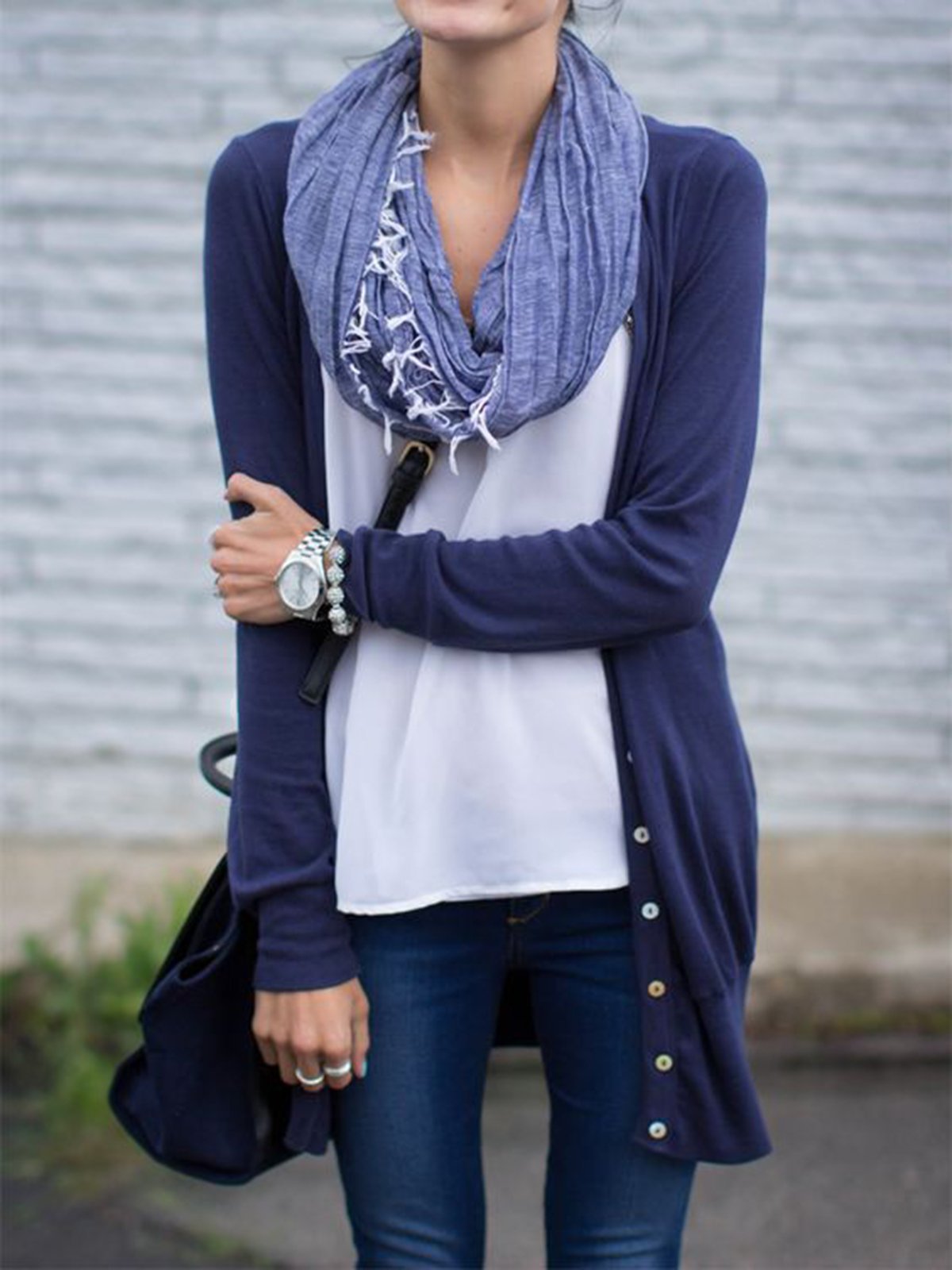 Purple Cotton Long Sleeve Plain Outerwear