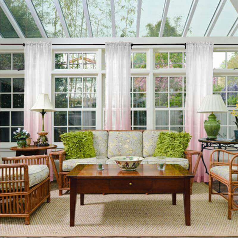 3 Inches Rod Pocket Gradient Ombre Sheer Curtain with 1 Inch Flange Tulle Gradual Sheer Drape HANNA