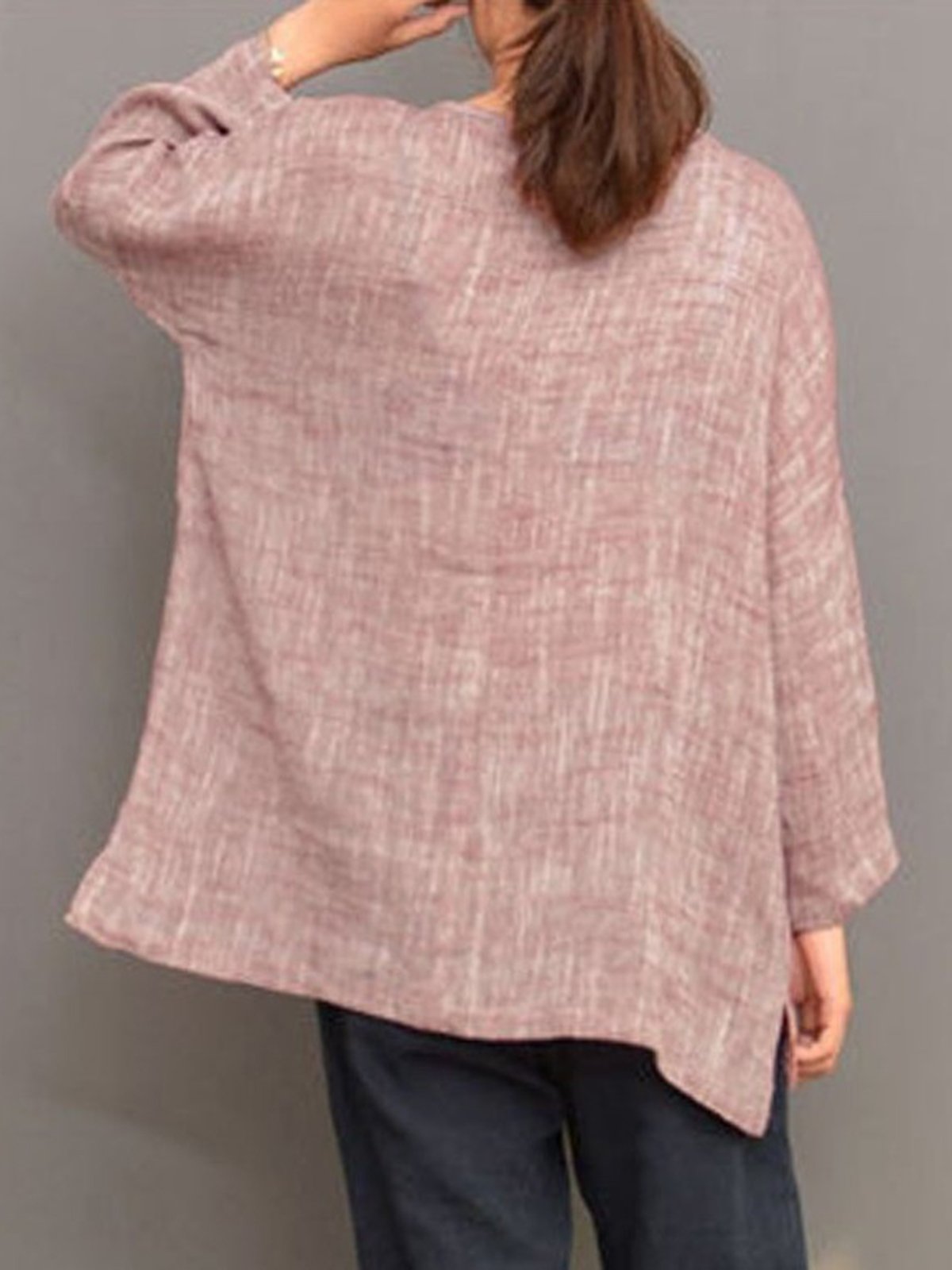 Plus Size Long Sleeve Cotton-blend Shirts Blouse