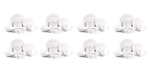 Pearl Dots Stoneware Dinnerware Set (56pc Set, White)