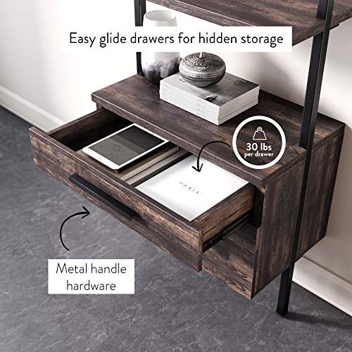 Stella Round Modern Nesting Coffee Set of 2 w/ Wood Drawers & Steel Frame/3-Shelf