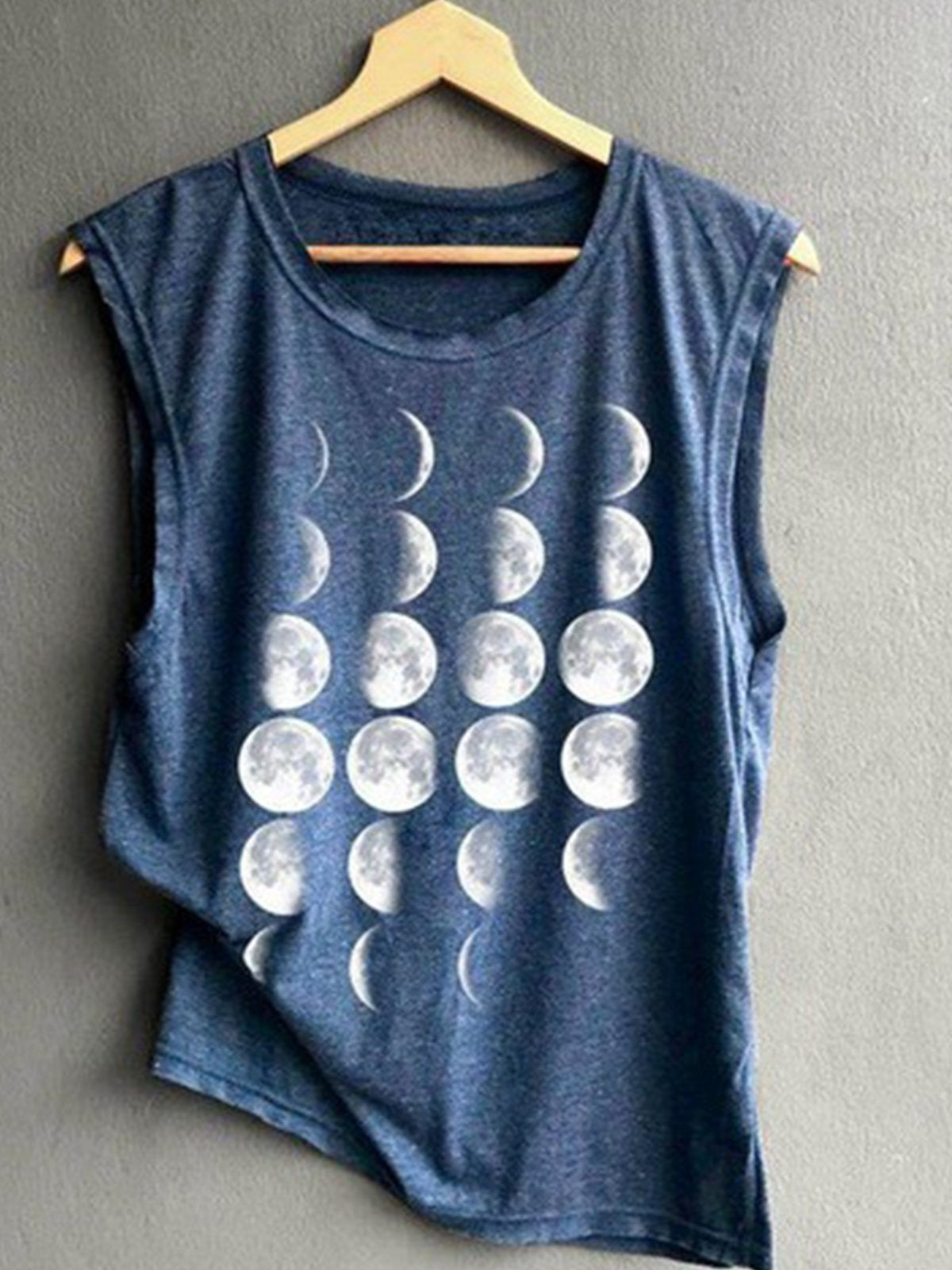 Casual Cotton-Blend Sleeveless Printed Shirts & Tops