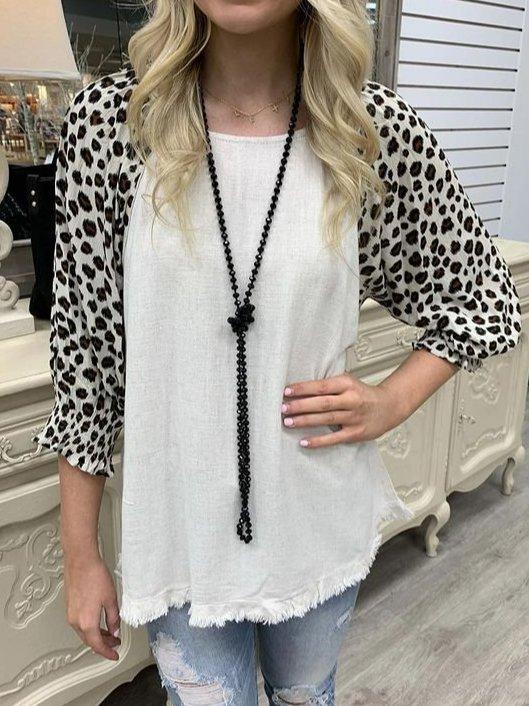 Crew Neck Shift 3/4 Sleeve Vintage Shirts & Tops