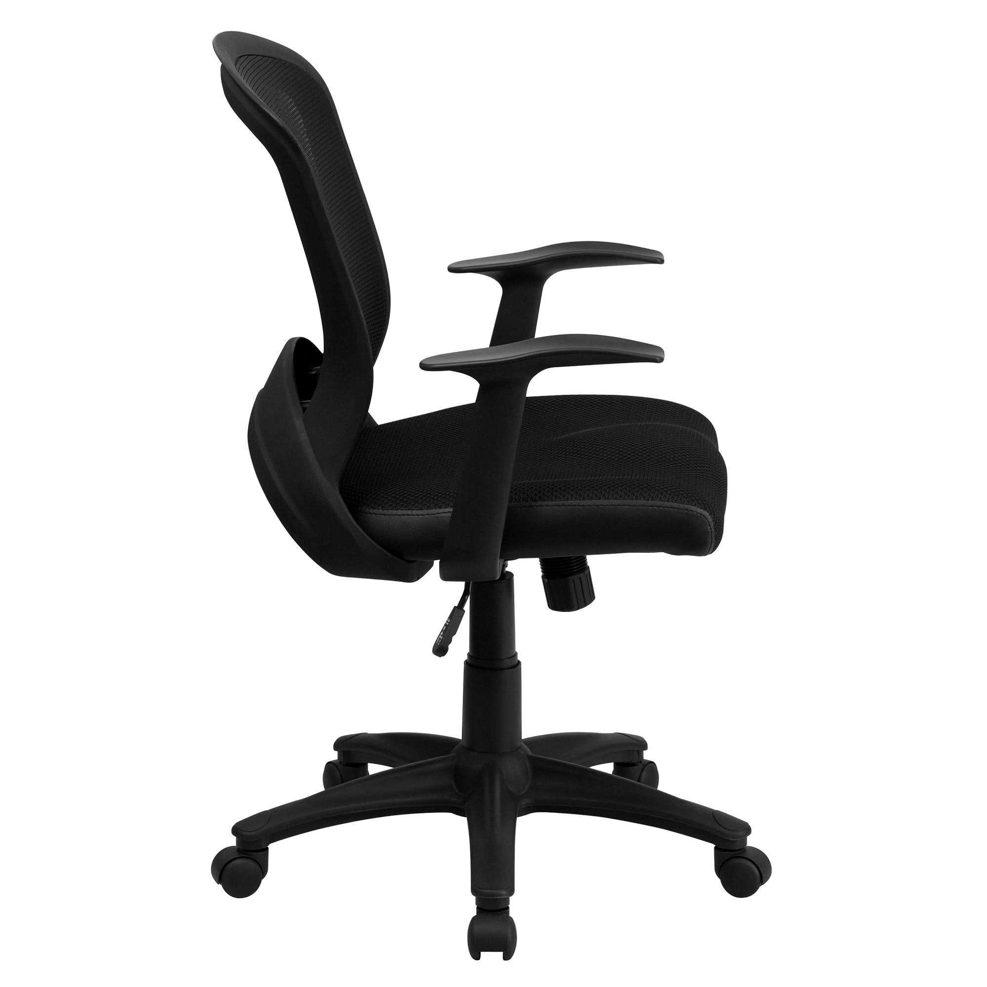3.25' Black Mesh Contemporary Mid-Back Swivel Task Office Chair with Arms