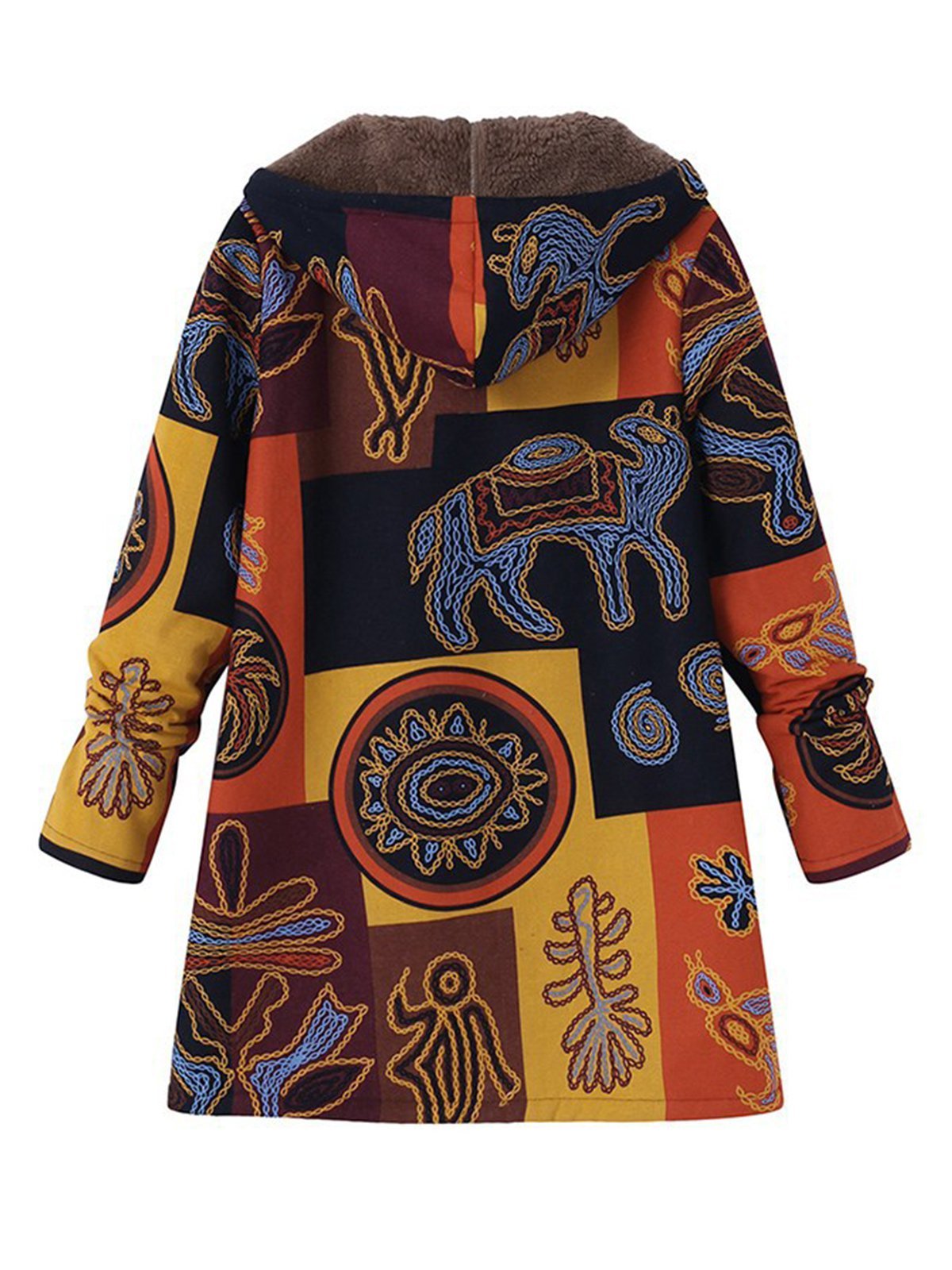 Fleece-lined Abstract Hoodie Winter Coat