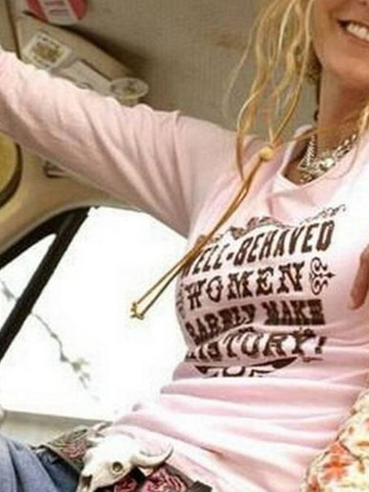 Pink Casual Printed Long Sleeve Shirts & Tops